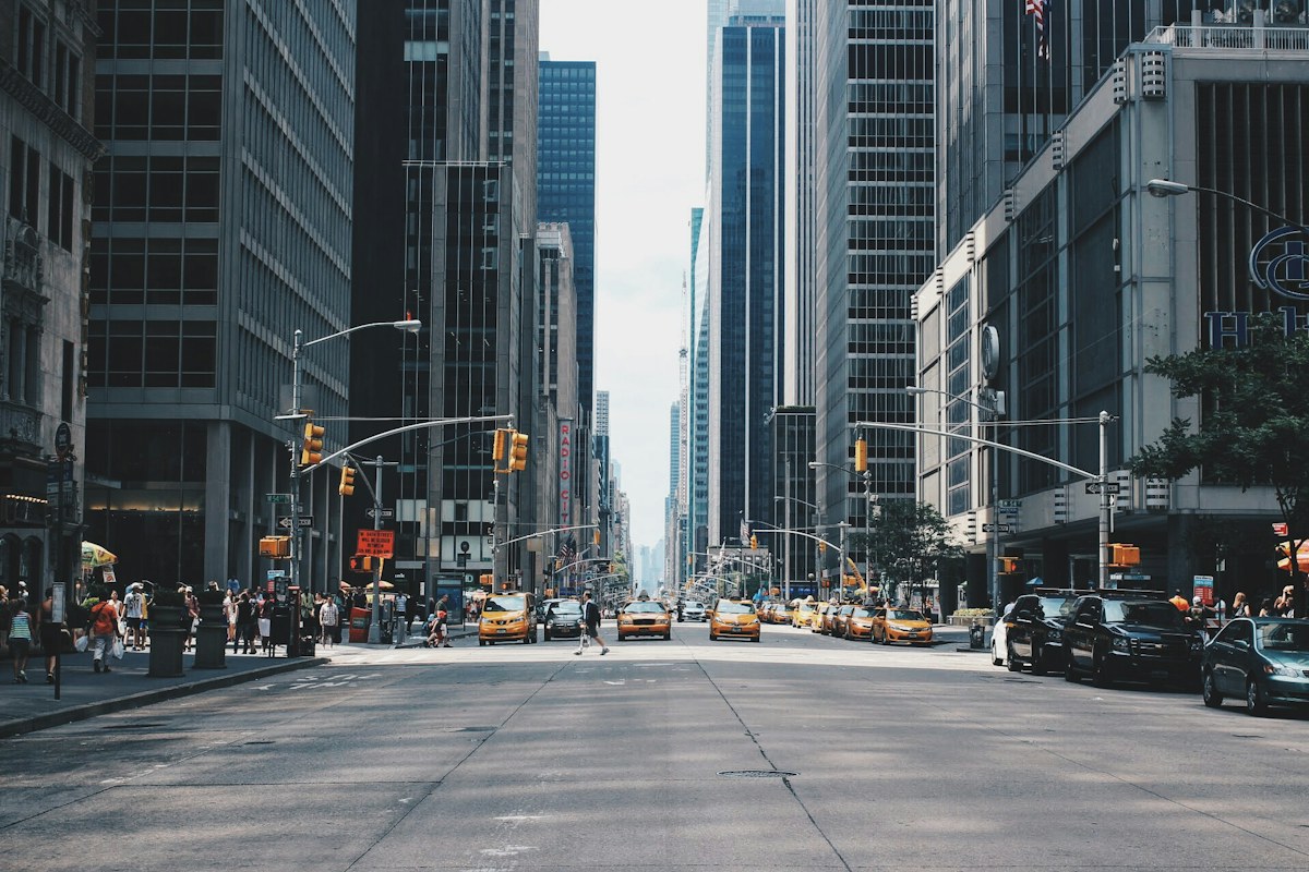 City skyline and commercial buildings